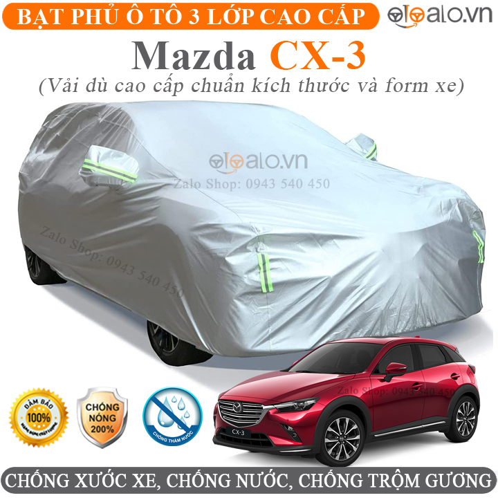 Bạt Phủ Ô Tô Mazda CX3 Cao Cấp 3 Lớp Chống Nắng Nóng Chống Nước Chống xước