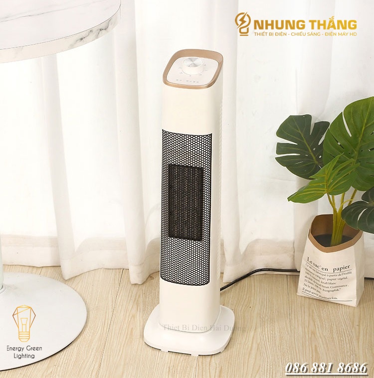 Máy Sưởi Cây HHN2202 Quạt Sưởi Để Sàn - Công Nghệ Sưởi Gốm PTC - Làm Nóng Nhanh - Hẹn Giờ Tắt - Tiết Kiệm Điện Năng - Chế Độ Quay Tỏa Nhiệt Đều - Có Video