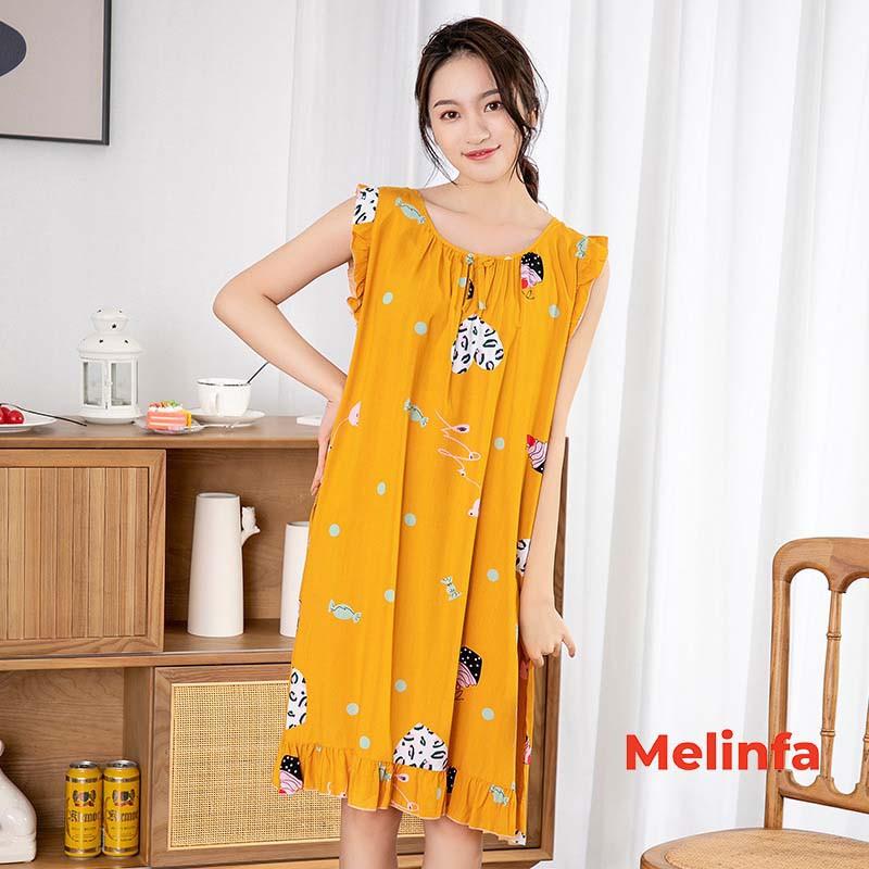 Váy ngủ, đầm ngủ, đầm mặc nhà nữ tính chất vải lanh lụa cotton tự nhiên thoáng mát nhiều màu mã VAV0226