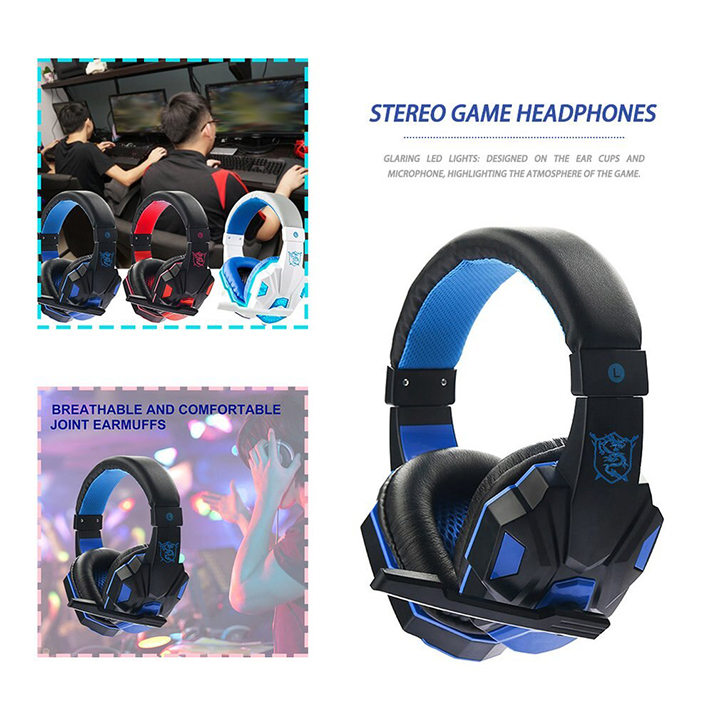 Tai nghe chụp tai Headphone gaming có dây kèm mic Hewolf hàng chính hãng nghe nhạc xem phim chơi game cực đã có đèn LED cực đẹp