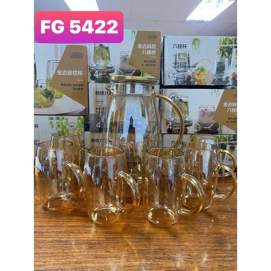 Bộ bình nước + 6 cốc thuỷ tinh đổi màu chịu nhiệt 1,8L cao cấp mẫu mới 2021