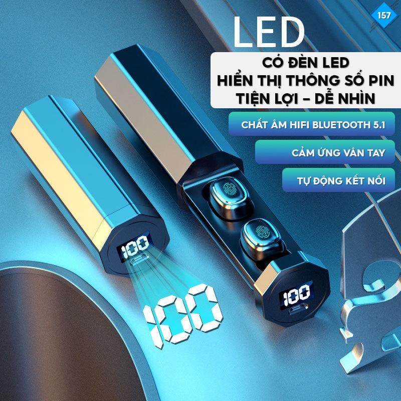 Tai Nghe Không Dây Bluetooth Nhét Tai Có Hộp Đựng Và Màn Hình Led Hiển Thị Dung Lượng Pin Nhiều Màu Sắc 157