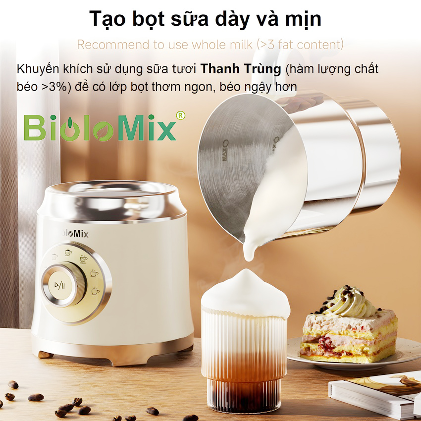 Máy tạo bọt sữa đa năng chuyên nghiệp 7 trong 1. Thương hiệu Mỹ cao cấp Biolomix - BMF201. Hàng chính hãng