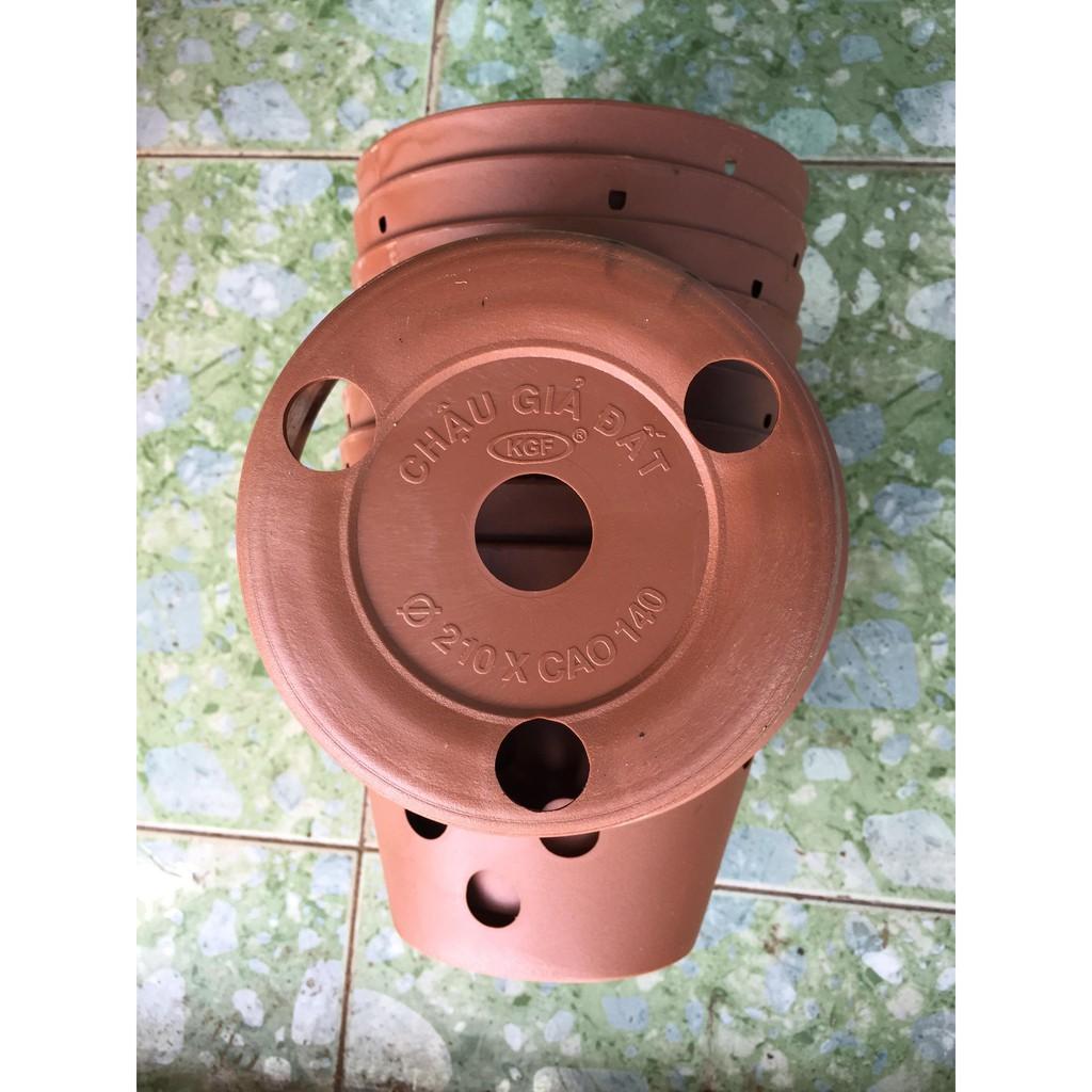 Combo 5 chậu giả đất 15cm và 5 móc treo chậu DA
