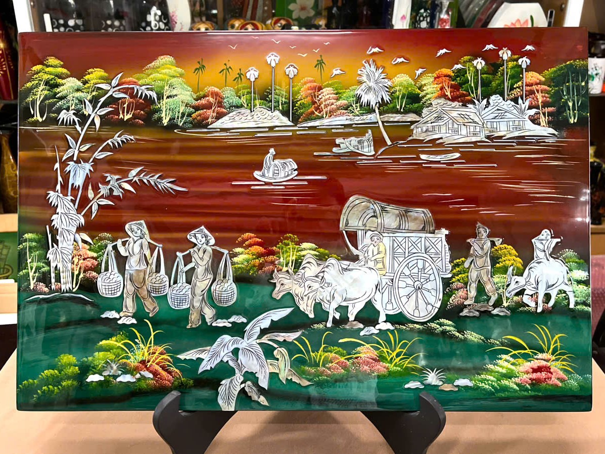 Tranh sơn mài - ĐỒNG QUÊ VIỆT NAM - Khảm cừ cao cấp, hàng xuất khẩu nhiều size