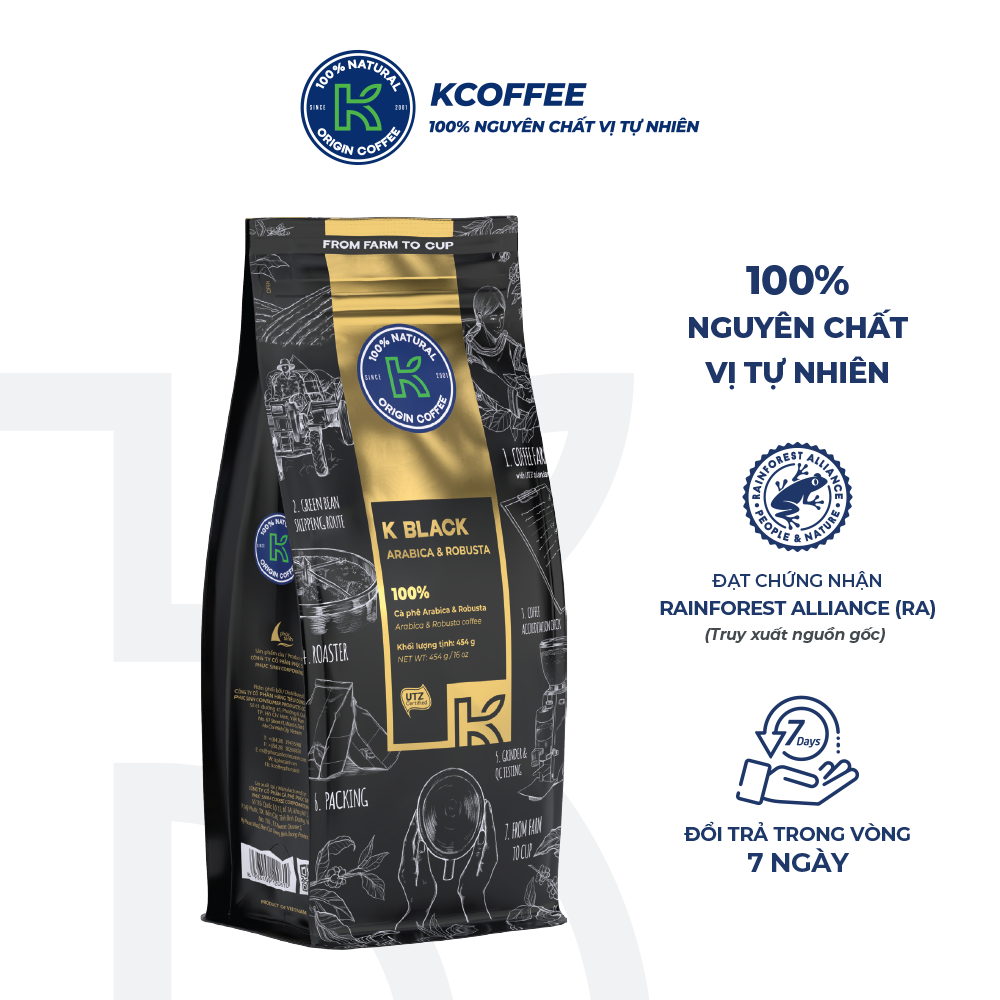 [Giao Nhanh HCM] Cà Phê Rang Xay K Coffee Black (454g/Gói)