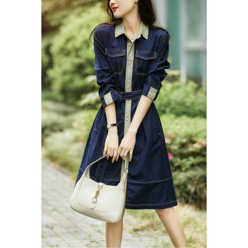 ĐẦM XÒE DENIM PHỐI VIỀN TAY LỞ