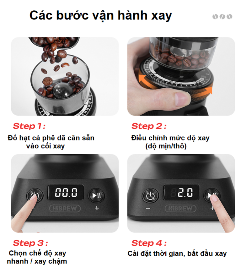 Máy xay hạt cà phê chuyên nghiệp Single Dose, tích hợp 36 chế độ xay. Thương hiệu Mỹ cao cấp HiBREW - G5 Plus. HÀNG CHÍNH HÃNG