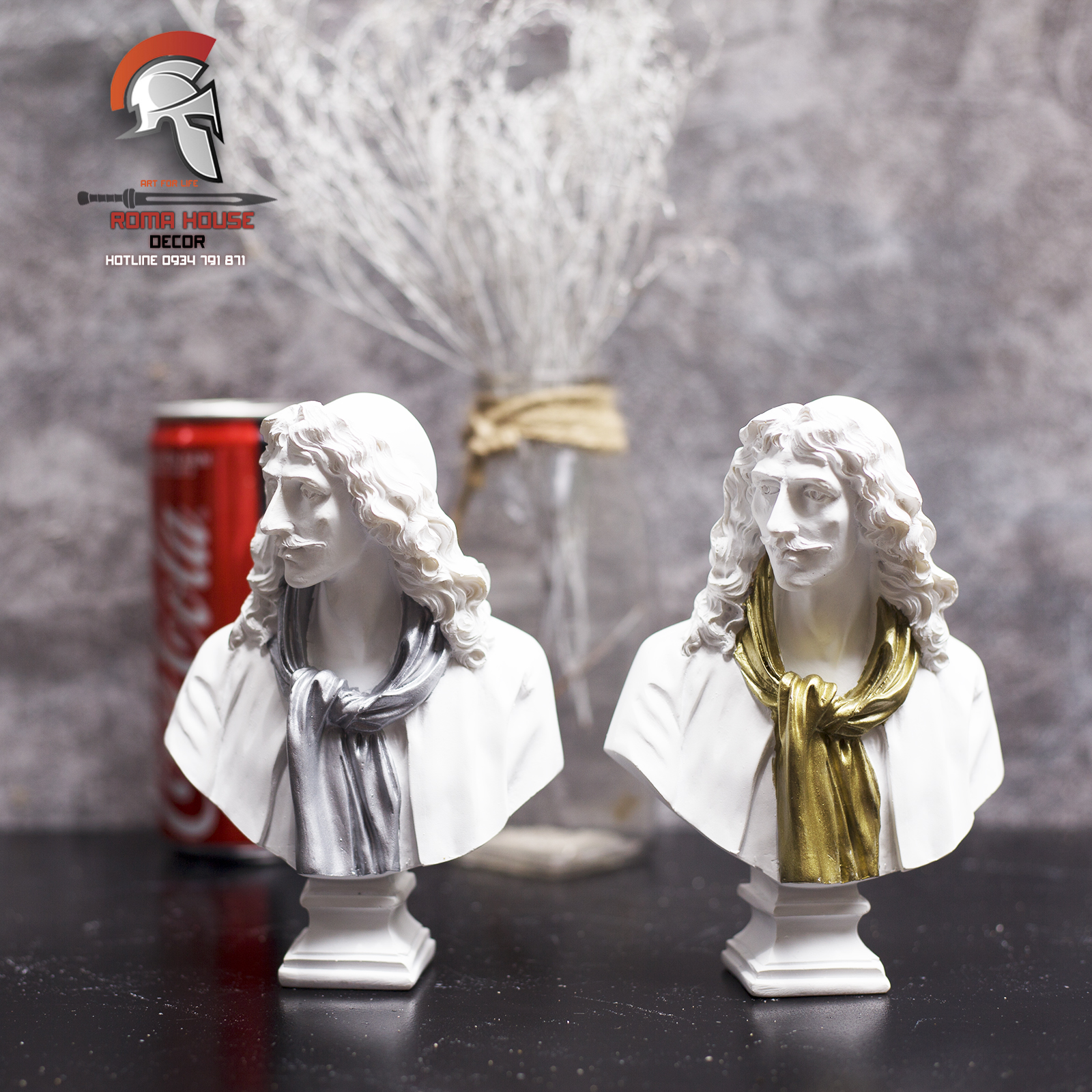 Tượng bán thân Molière cao 15 cm trang trí nhà cửa