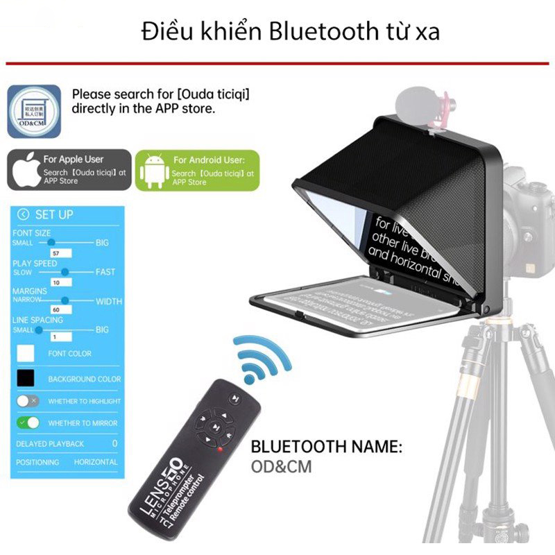 Lensgo Teleprompter TC7 - Máy Nhắc Chữ Mini Cho Biên Tập Viên, MC Truyền Hình, Kích Thước Nhỏ Gọn, Dùng Cho Điện Thoại, Máy Ảnh - Hàng Chính Hãng