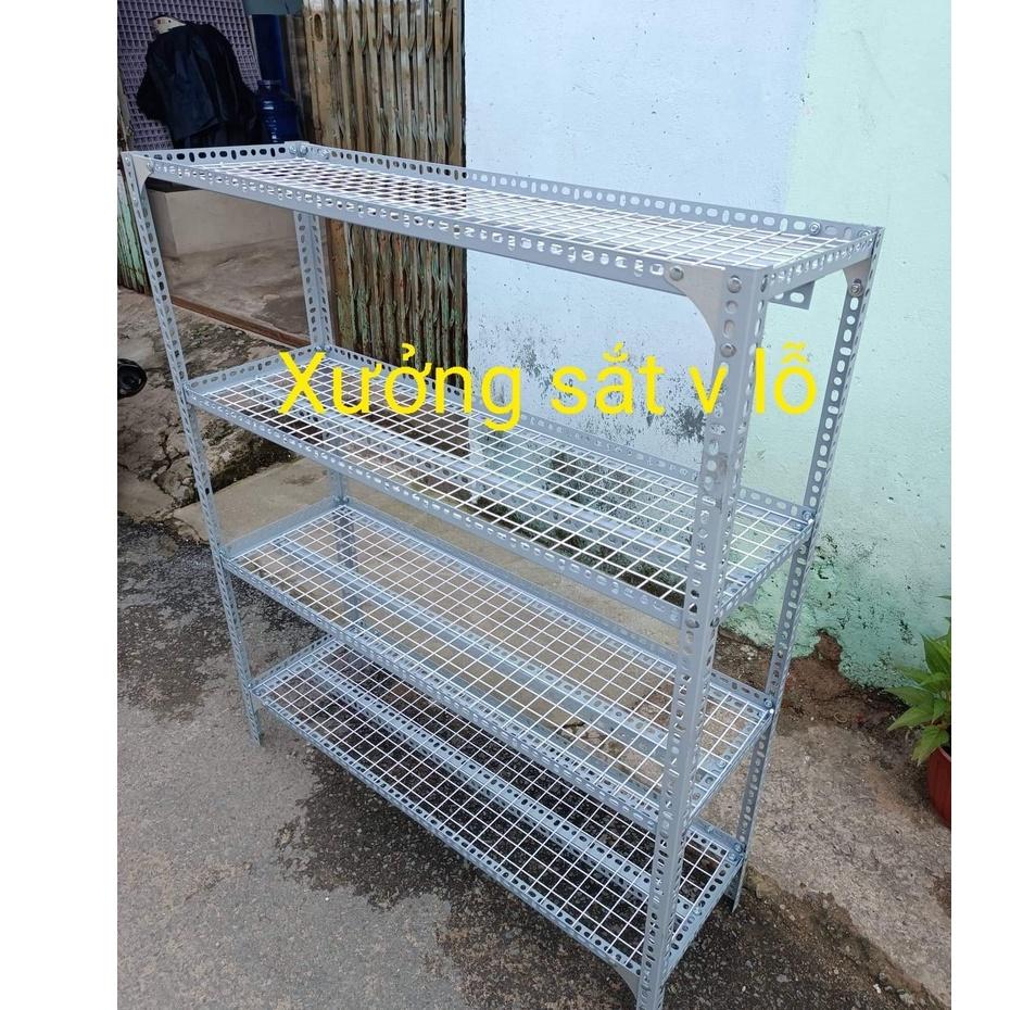 Kệ sắt v lỗ 3 TẦNG Kệ vỉ lưới sắt ô vuông ,DÀI CAO NHIỀU KÍCH THƯỚC LỰA CHỌN