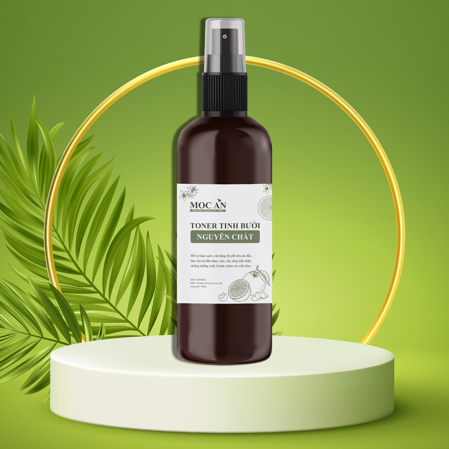 Toner Xịt Tinh Dầu Vỏ Bưởi Da Xanh Mộc Ân Haircare