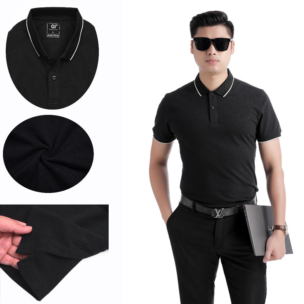 Áo polo nam ngắn tay cổ bẻ cá sấu cotton thời trang màu đen trơn basic thể thao GIFASHION MPC30313