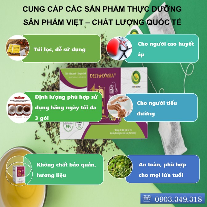 TRÀ CÀ GAI LEO Hộp - Delta D'Asia Giải độc tố, Chống viêm gan và ngăn ngừa Oxy hoá