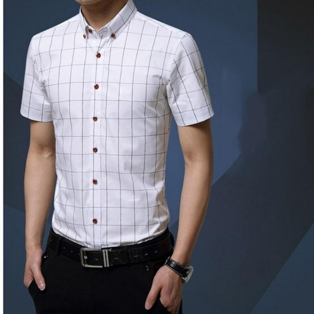 Áo Sơ Mi Nam Ngắn Tay Caro Nút GO20 Vải Mềm Mịn, Thoáng Mát, Chuẩn Form