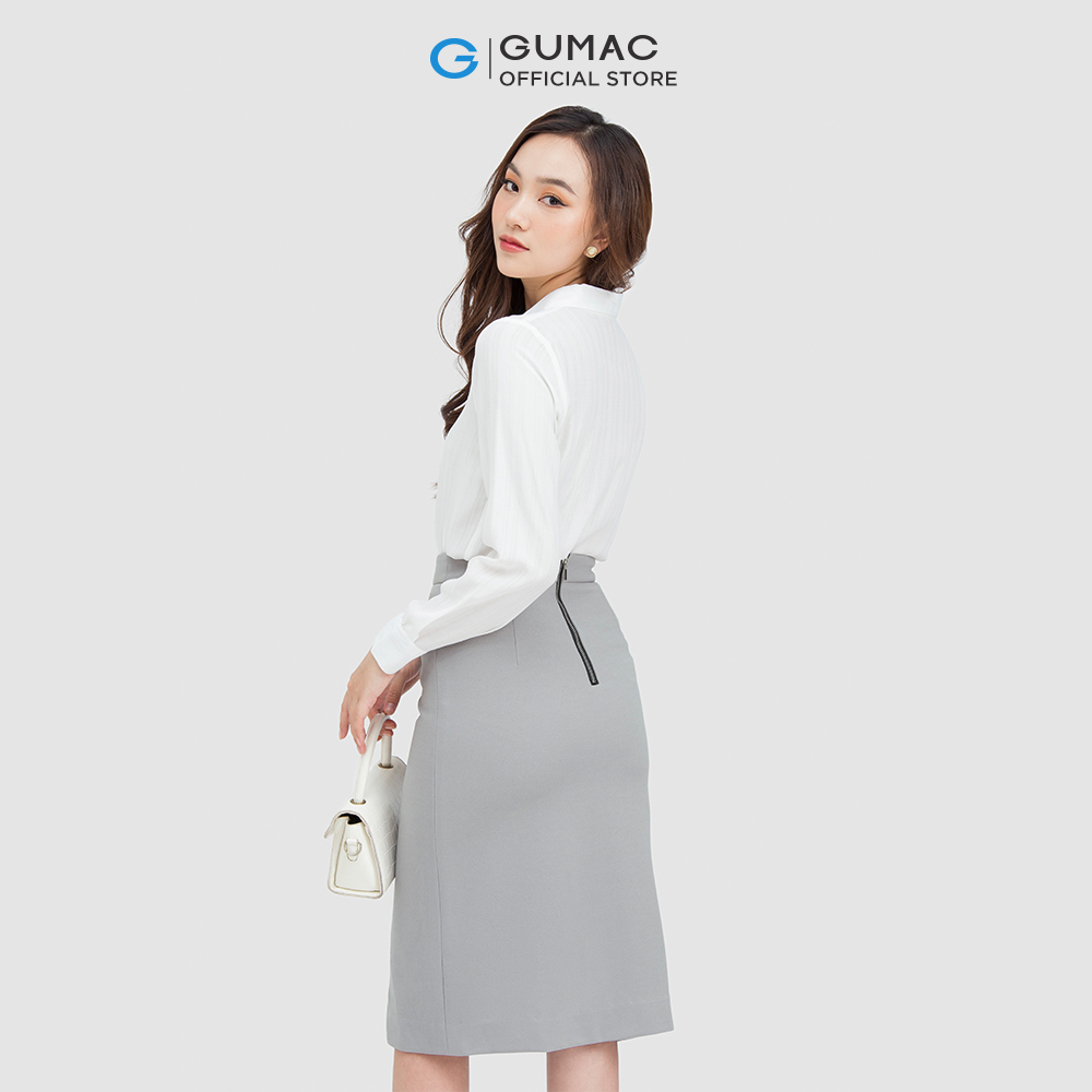 Chân váy GUMAC VC05049 form A xẻ tà sang trọng