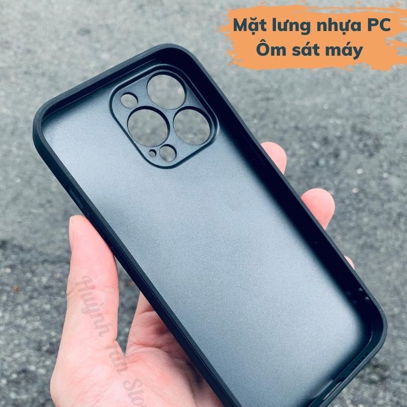 Ốp lưng ip 13 pro chống vân tay nhựa cứng viền đen giả vải JEAN 1 màu phụ kiện huỳnh tân store