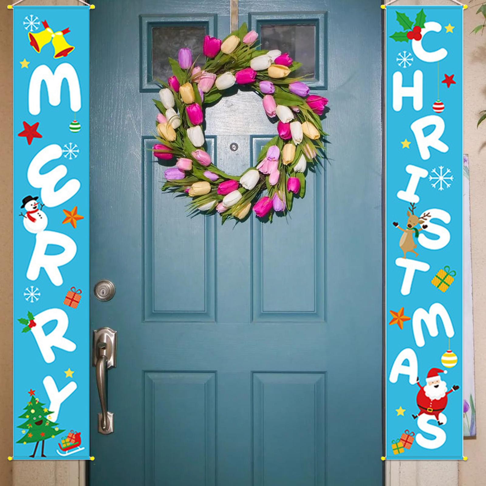 3PCS Christmas Porch Sign Merry Christmas Hanging Banner Welcome Christmas Front Door Banner Xmas Hanging Sign Decor