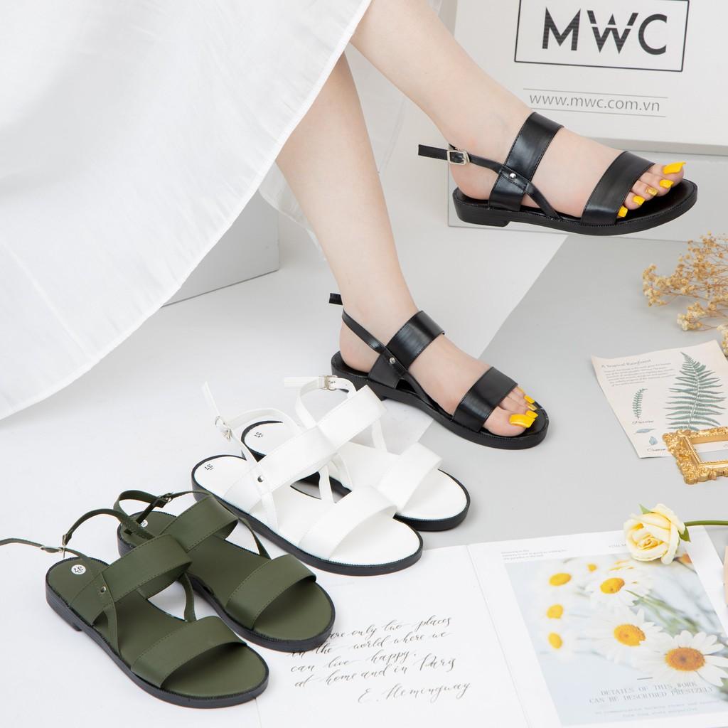 GIÀY SANDAL NỮ MWC - SANDAL 2 QUAI NGANG ĐẾ BỆT - NUSD- 2580