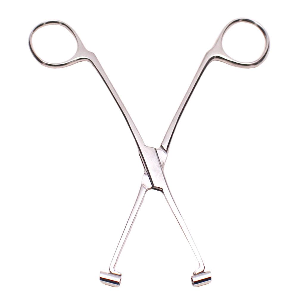 2pcs 6" Stainless Steel Slotted Triangle Forceps Body Piercing Septum Clamp