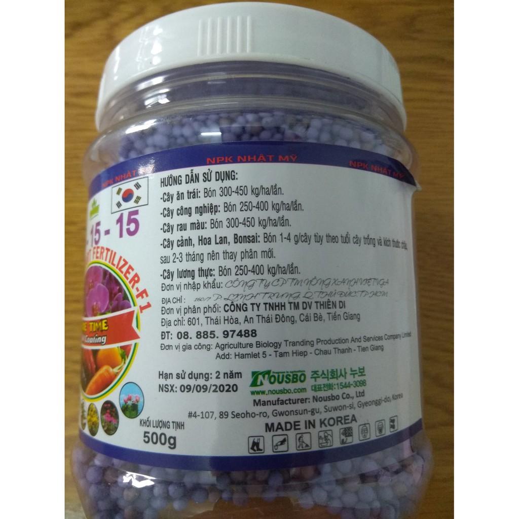 Phân tan chậm thông minh Hàn Quốc NPK 15-15-15 - chai 500 gram