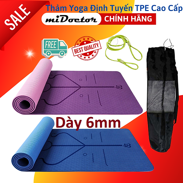 Hình ảnh Thảm Yoga Định Tuyến 2 Lớp 6mm miDoctor + Bao Đựng Thảm Yoga Định Tuyến + Dây Buộc (Màu Ngẫu Nhiên)