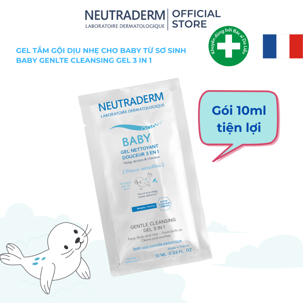 Gói 10ml - Gel Tắm Gội Cho Bé 3 Trong 1 NEUTRADERM BABY