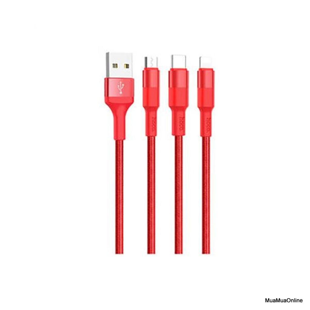 Cáp Sạc Hoco X26 3 Đầu Lightning + Micro Usb + Type-C