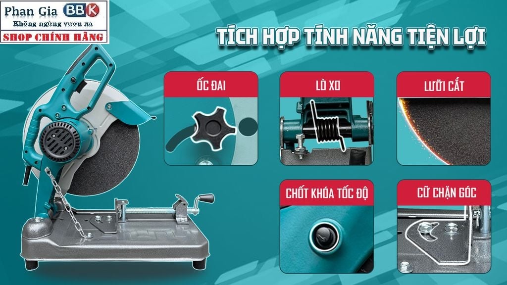 Máy Cắt Sắt 355MM NAKAWA 2900W - NK-CS2900 Dòng Công Nghiệp, Mô tơ 100% dây đồng, Bảo hành 1 năm