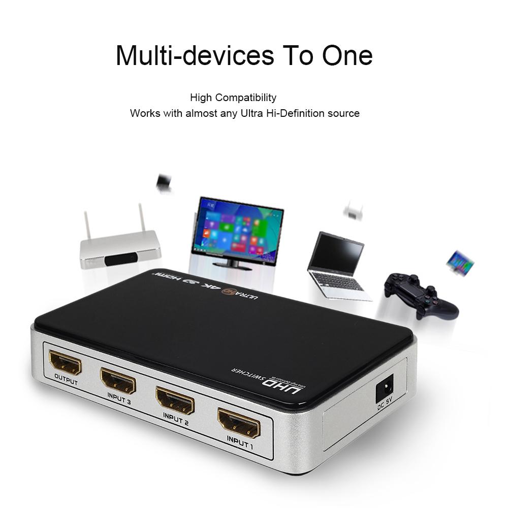 Bộ chuyển mạch tốc độ cao 2160P 4K x 2K 4 chuyển đổi hình ảnh video độ nét cao 3 trong 1 nguồn IR Wireless