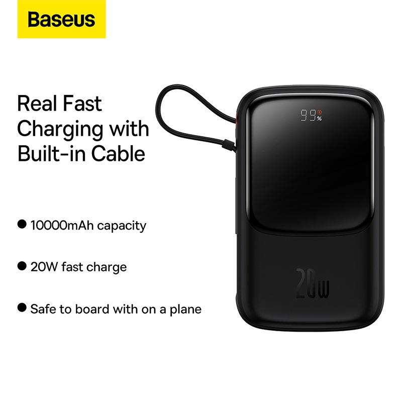 Pin dự phòng tích hợp cáp sạc Baseus Qpow Pro Digital Display Fast Charge Power Bank 10000mAh 20W (Hàng chính hãng)