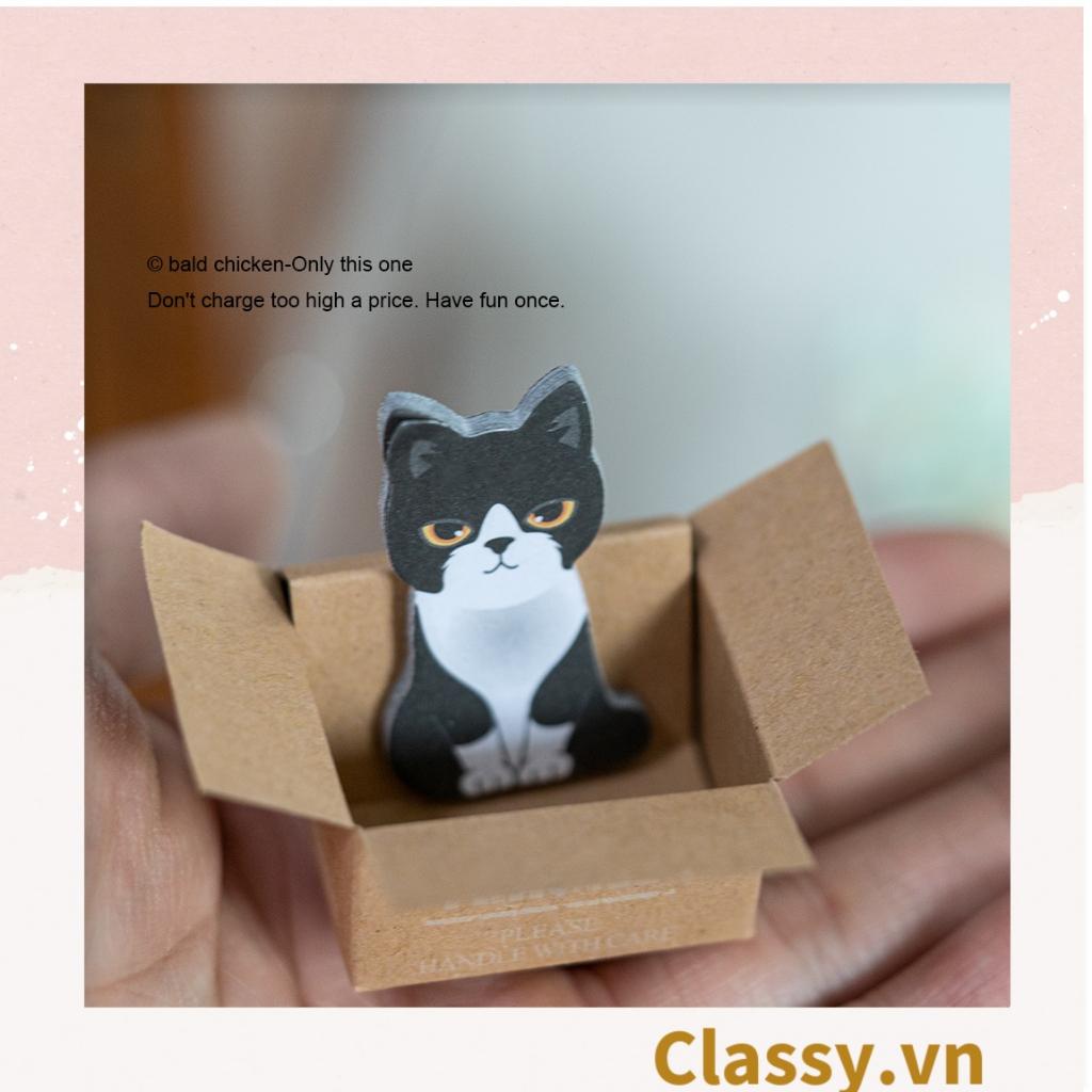 Giấy ghi chú  Classy hình con mèo đáng yêu ngồi trong thùng carton phiên bản hàn quốc PK1196