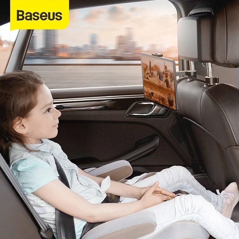 Gía đỡ điện thoại máy tính bảng trên oto xe hơi treo thanh tựa đầu ghế sau Baseus Lazy Bracket fun journey backseat - hàng chính hãng