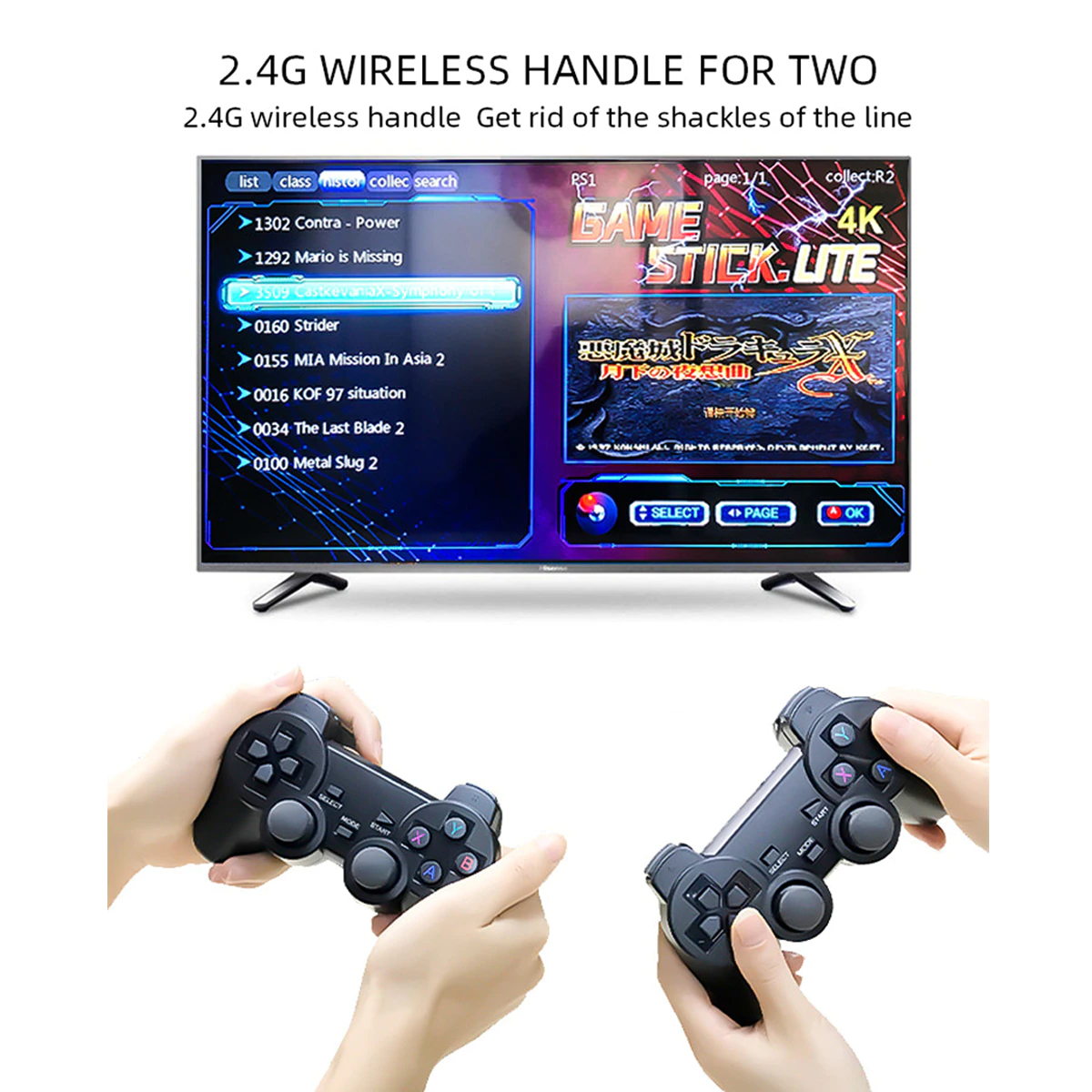 Bộ máy game stick 4K PS3000 tay cầm không dây - Máy chơi game điện tử HDMI hai người chơi kết nối TV 32G/64G Máy chơi game khác tay cầm joystick - Tặng file game đua xe thú