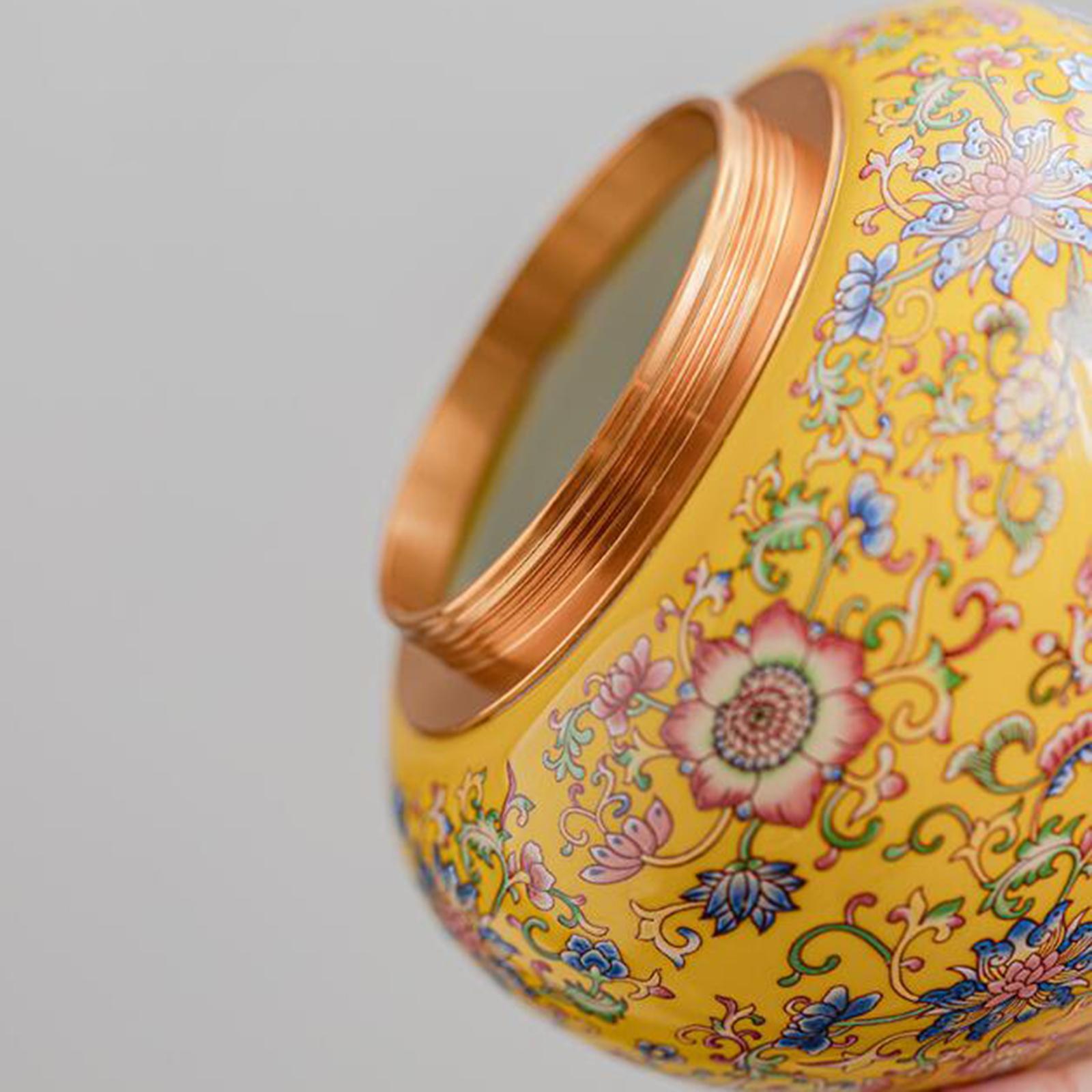 Tea Canister Floral Temple Jar with Lid Multipurpose Artwork Storage Container Desk Jar Vase Ceramic Ginger Jar for Dining Room Office Decor