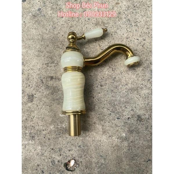 Vòi lavabo nóng lạnh thân đá Cẩm Thạch