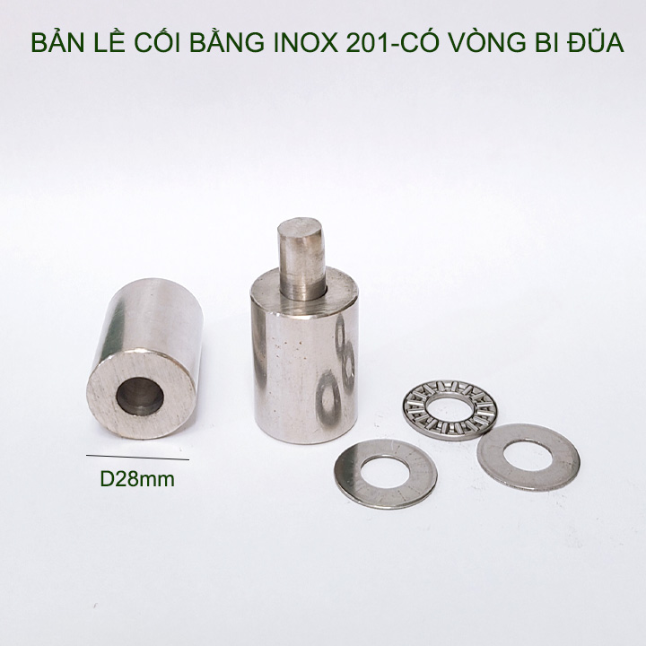 01 Bản lề cối xoay inox 201 có vòng bi đũa, đường kính 28mm