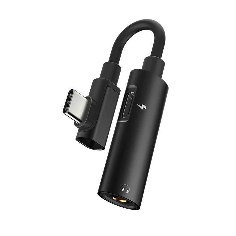 Cáp chuyển đổi Hoco LS19 từ USB Type-C sang USB Type-C + Audio 3.5mm ( Đen) - Hàng chính hãng