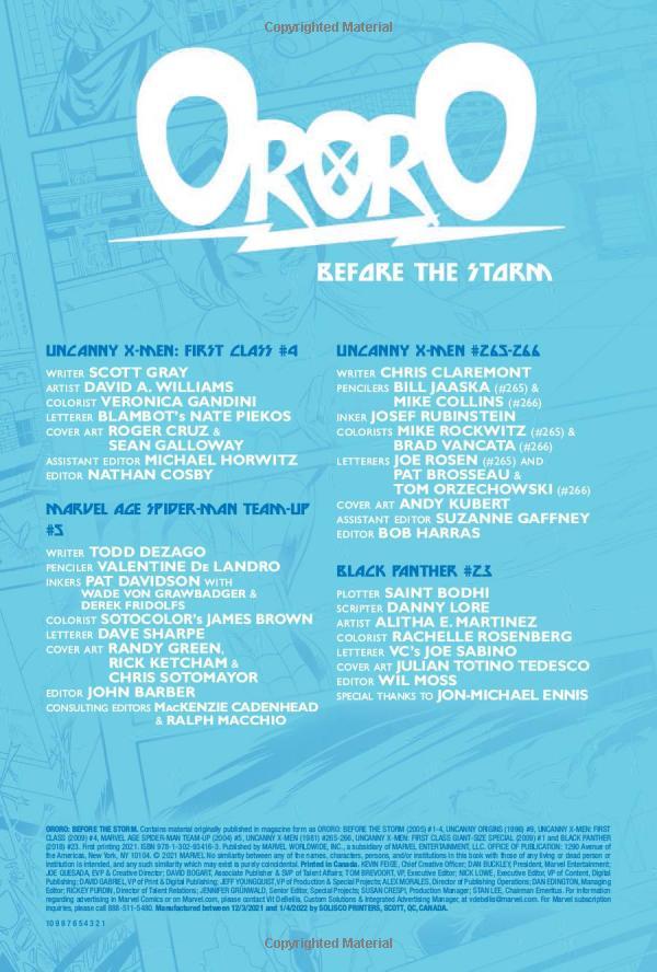 Ororo: Before The Storm