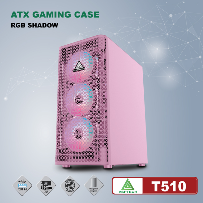 Vỏ máy tính Case VSP T510 ~ không kèm FAN - Hàng chính hãng TECH VISION phân phối