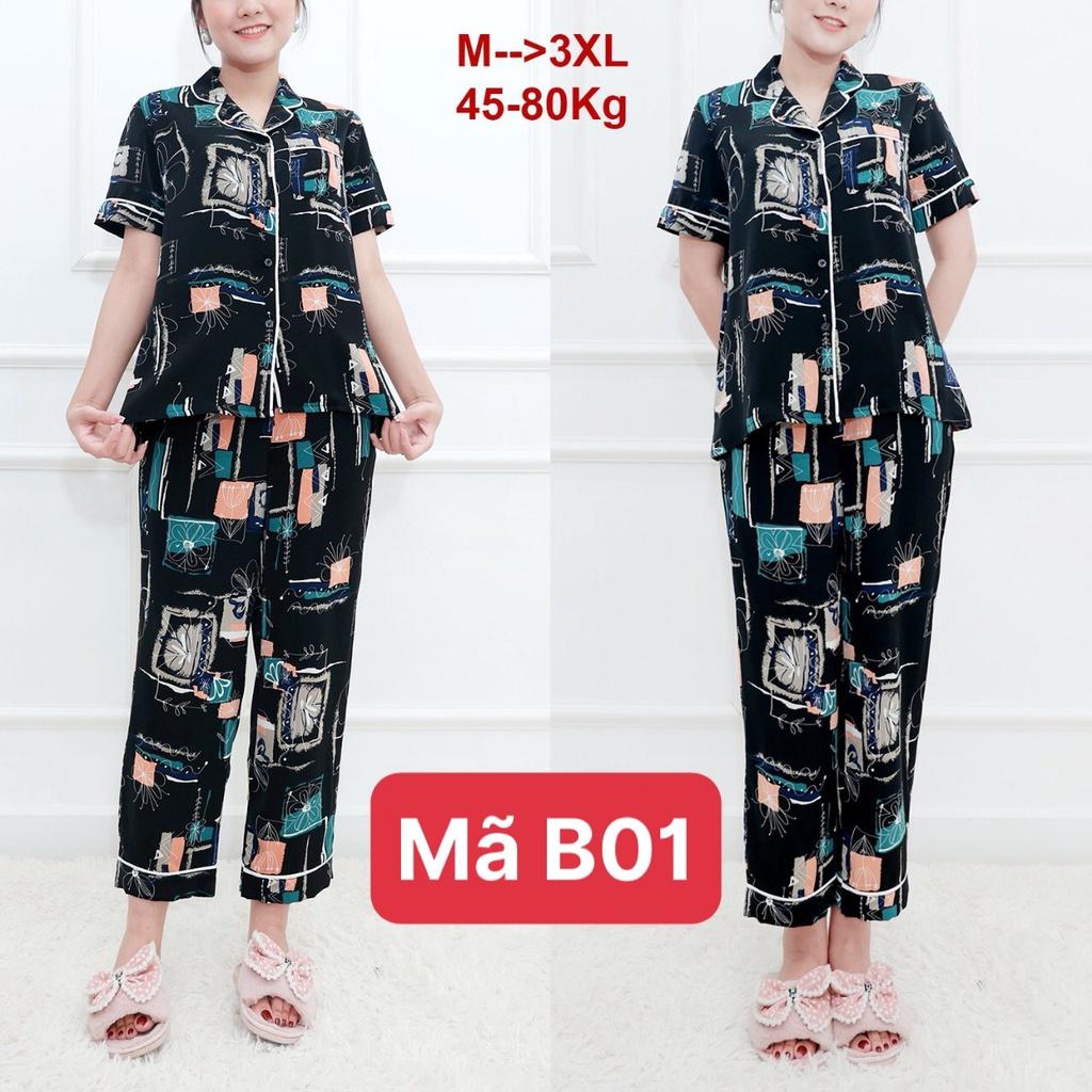 Bộ đồ ngủ lụa pyjama nữ, chất lụa cao cấp Loại 1, Đồ mặc ở nhà Kiểu Pijama thoải mái trẻ trung có đủ size, đủ mẫu