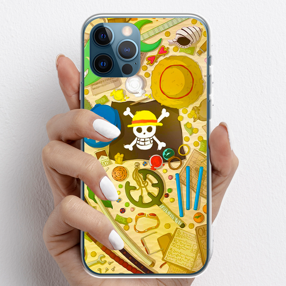 Ốp lưng cho iPhone 12 Pro, iPhone 12 Promax nhựa TPU mẫu One Piece cờ đen