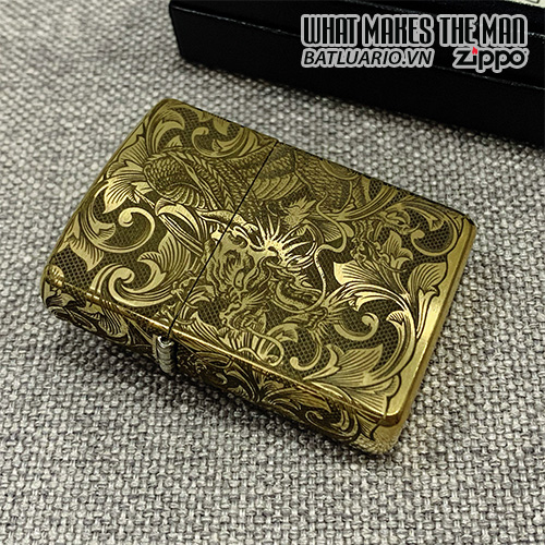 Bật Lửa Zippo Armor 168 Khắc Hình Rồng Uốn Lượn 4 Mặt – Zippo 168.R4M