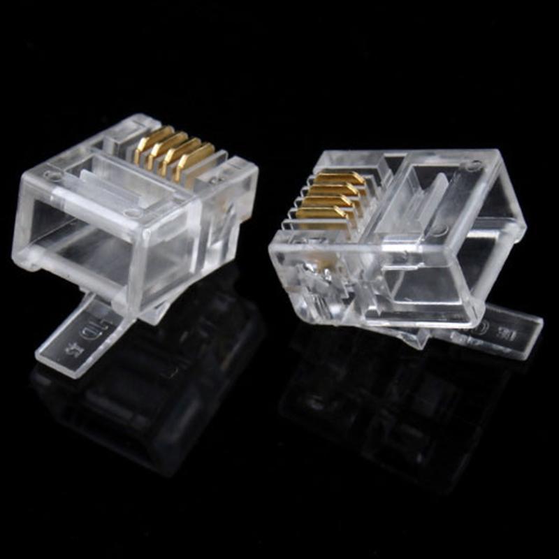 50/100pcs Durable 4 Pin RJ11 RJ-11 6P4C Modular Plug Telephone Phone Connector Hot New High-quality dropshipping