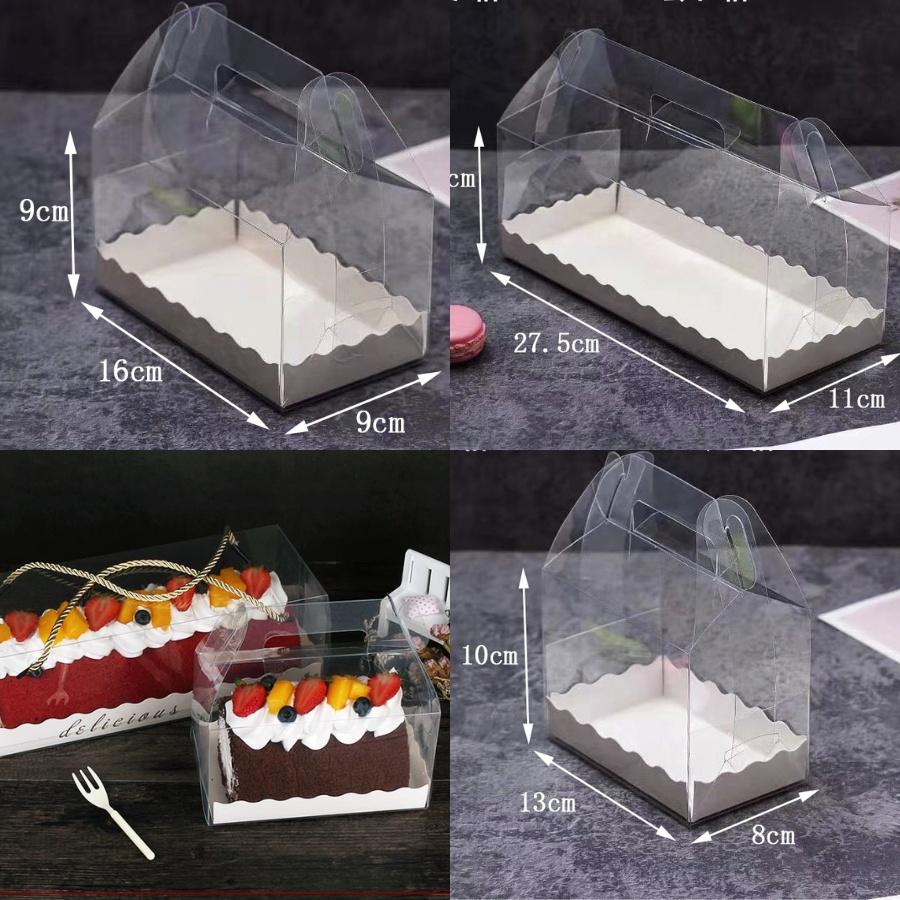 Hộp Quà Đựng Bánh Cookies Quy Hình Chữ Nhật Hộp Mica Trong Suốt Kèm Đế Giấy Viền Viền KT 13x8x10 CM - HOPMIC130810