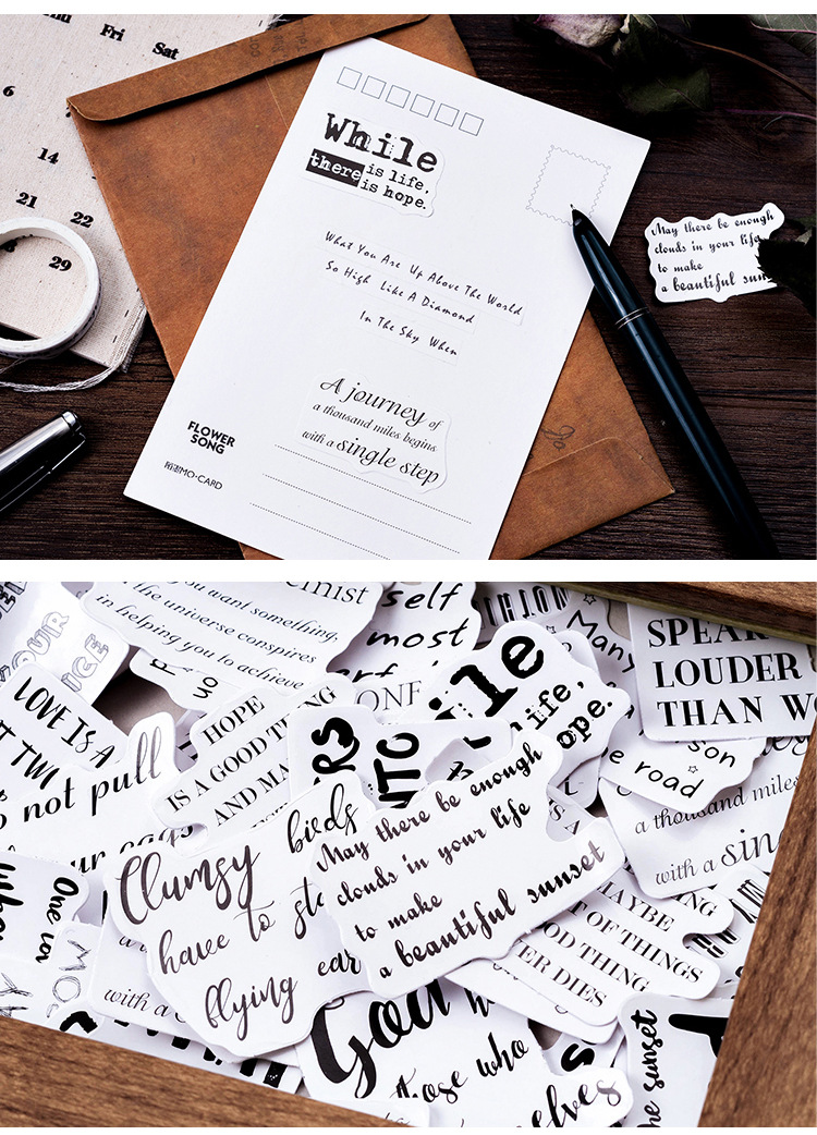 Sticker chủ đề Nhật Báo - Hộp 46 miếng dán trang trí sổ tay Bullet Journal - M061