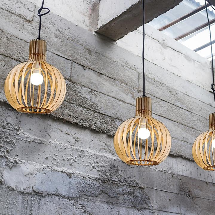 Bộ 3 Đèn gỗ dáng củ tỏi