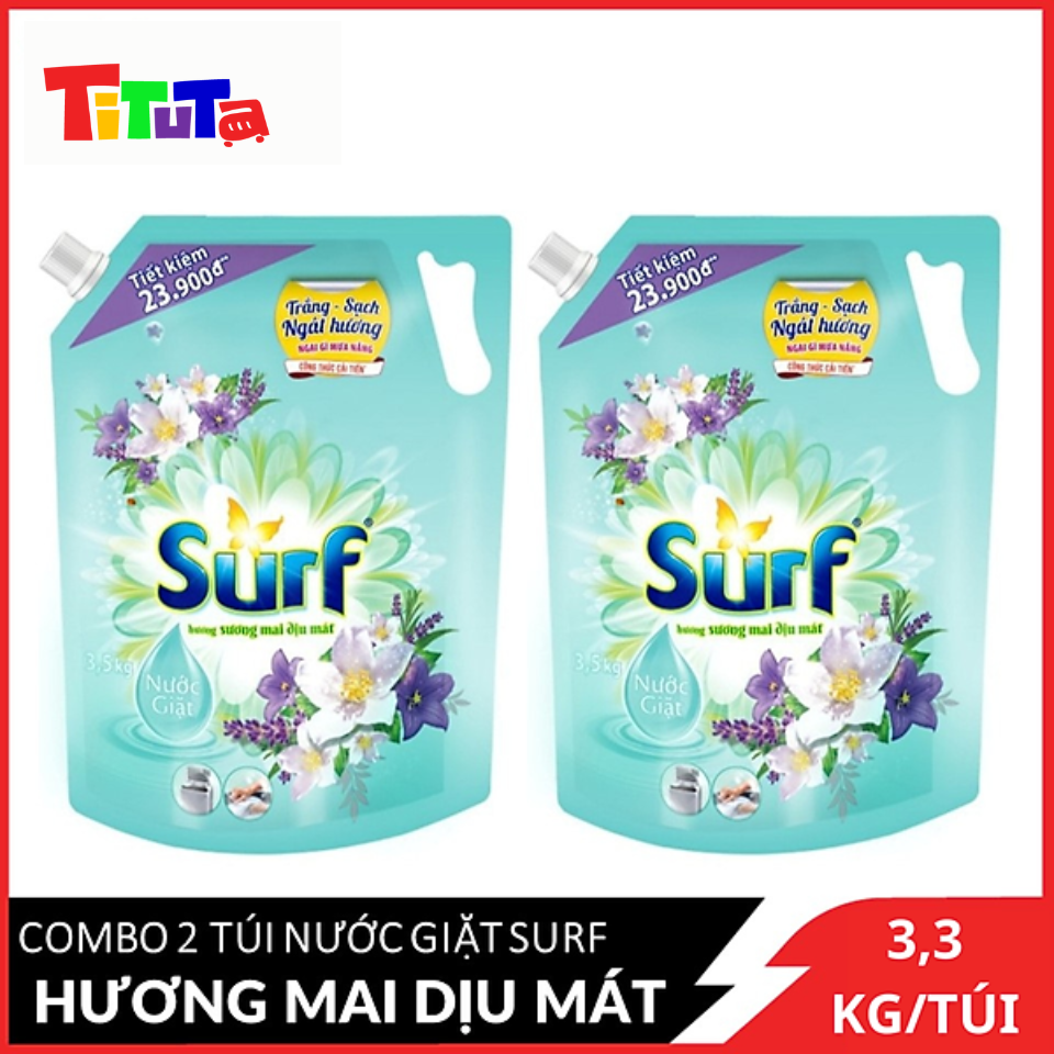 COMBO 2 túi nước giặt Surf Hương Sương mai dịu mát 3.3Kg