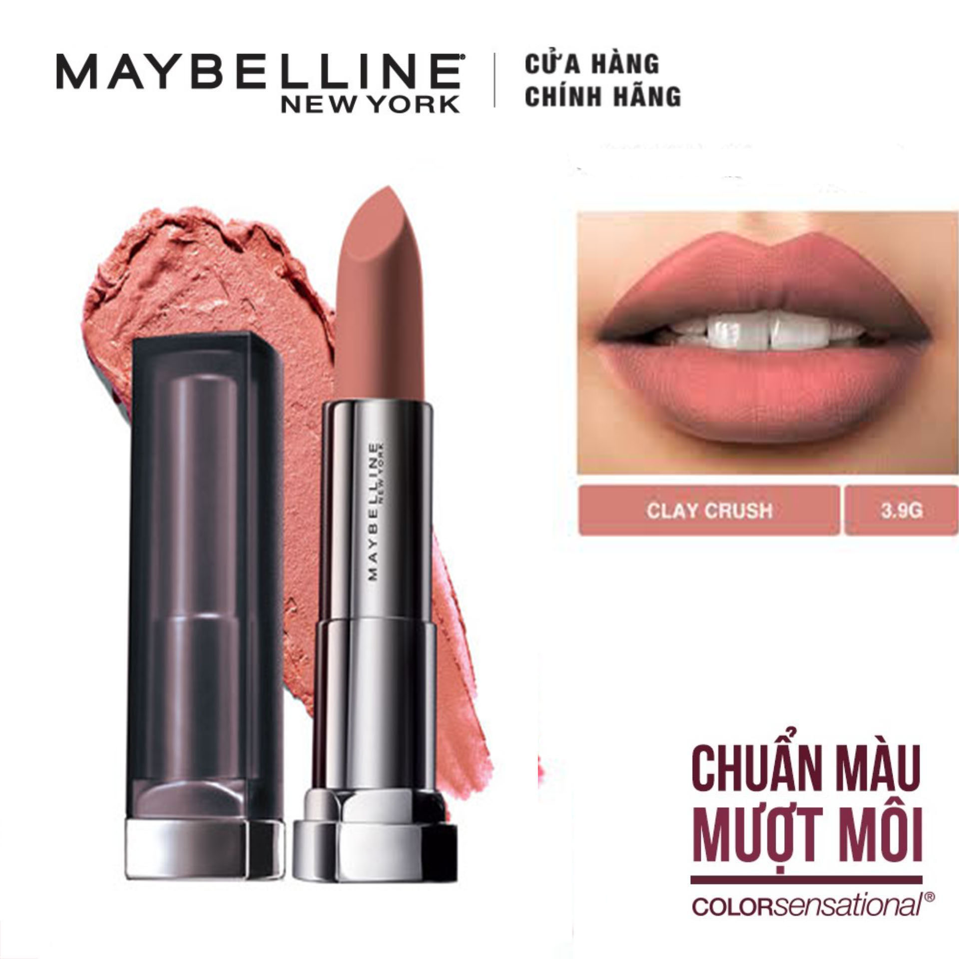 Son Lì Siêu Nhẹ Môi Maybelline New York Color Sensational Creamy Mattes 4.2g - Màu 656 Nâu Tây Clay Crush