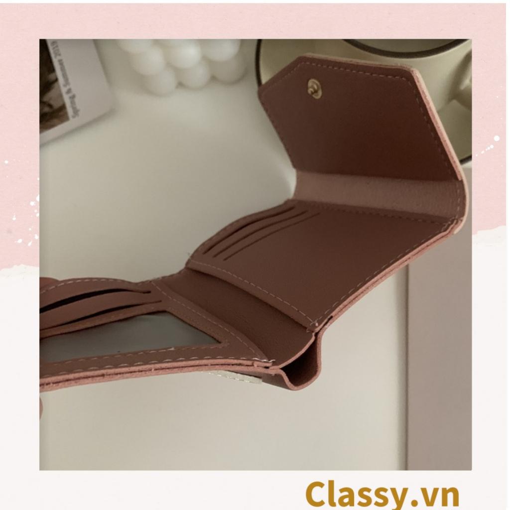 Ví nữ Classy mini cầm tay cao cấp, màu trơn, có nút bấm T1161